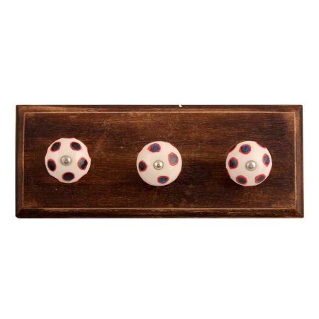 Navy Blue Dot Ceramic Wooden Hooks